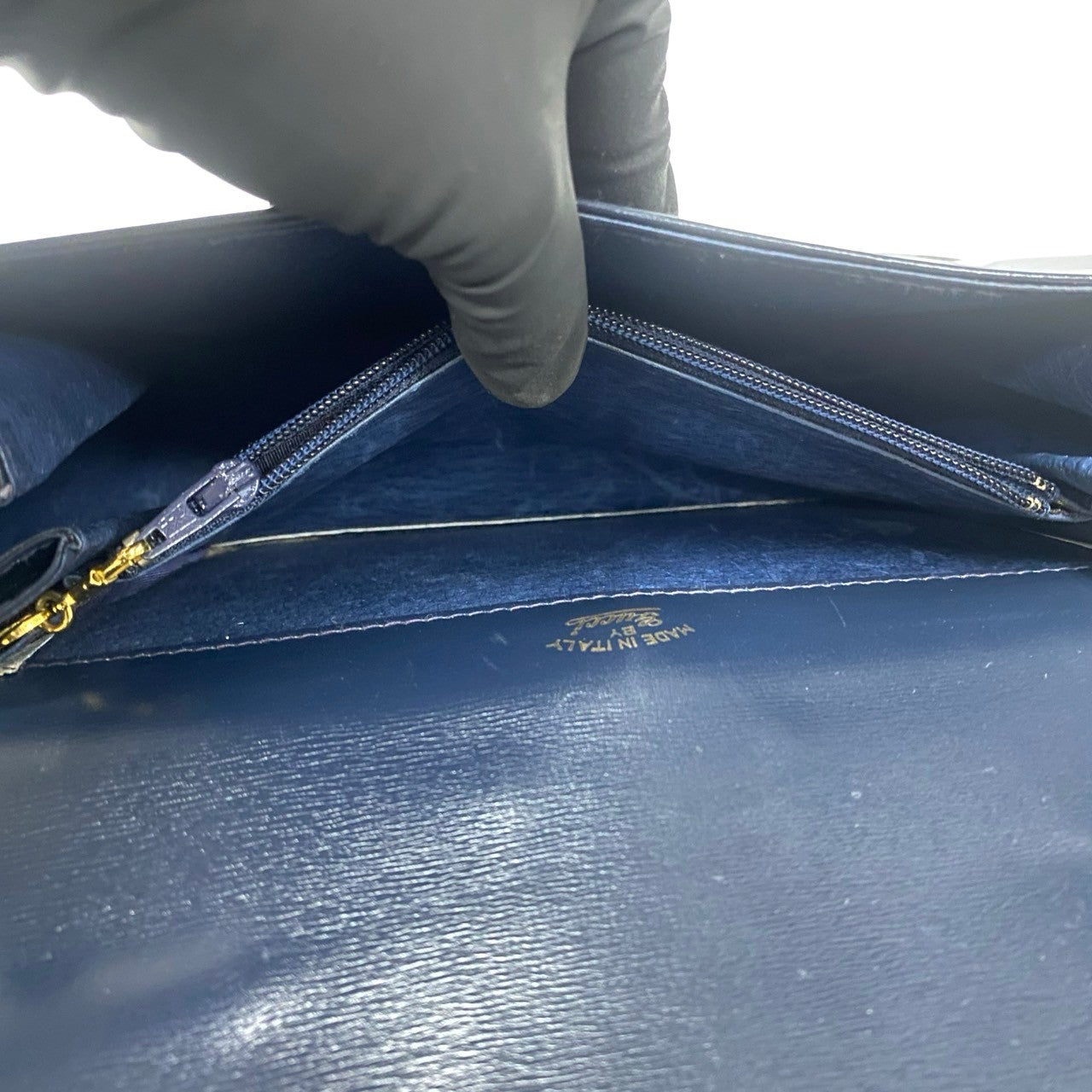 GUCCI Handbag Calfskin Navy Old Gucci