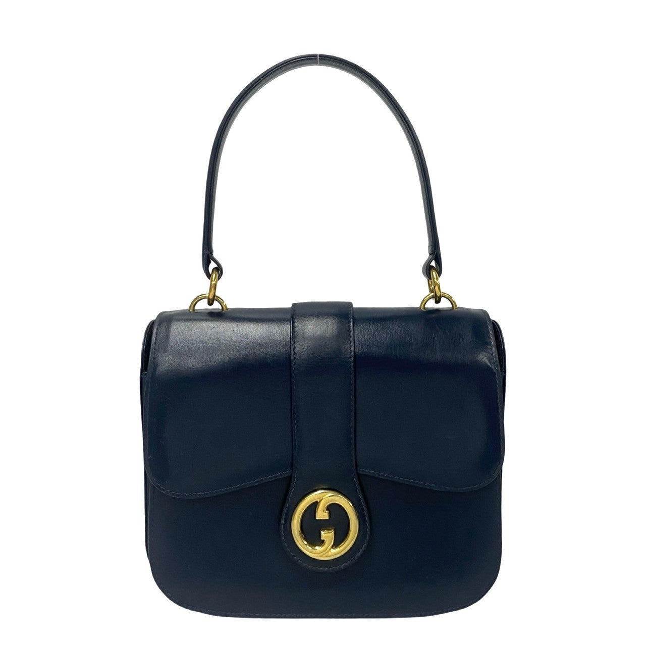 GUCCI Handbag Calfskin Navy Old Gucci