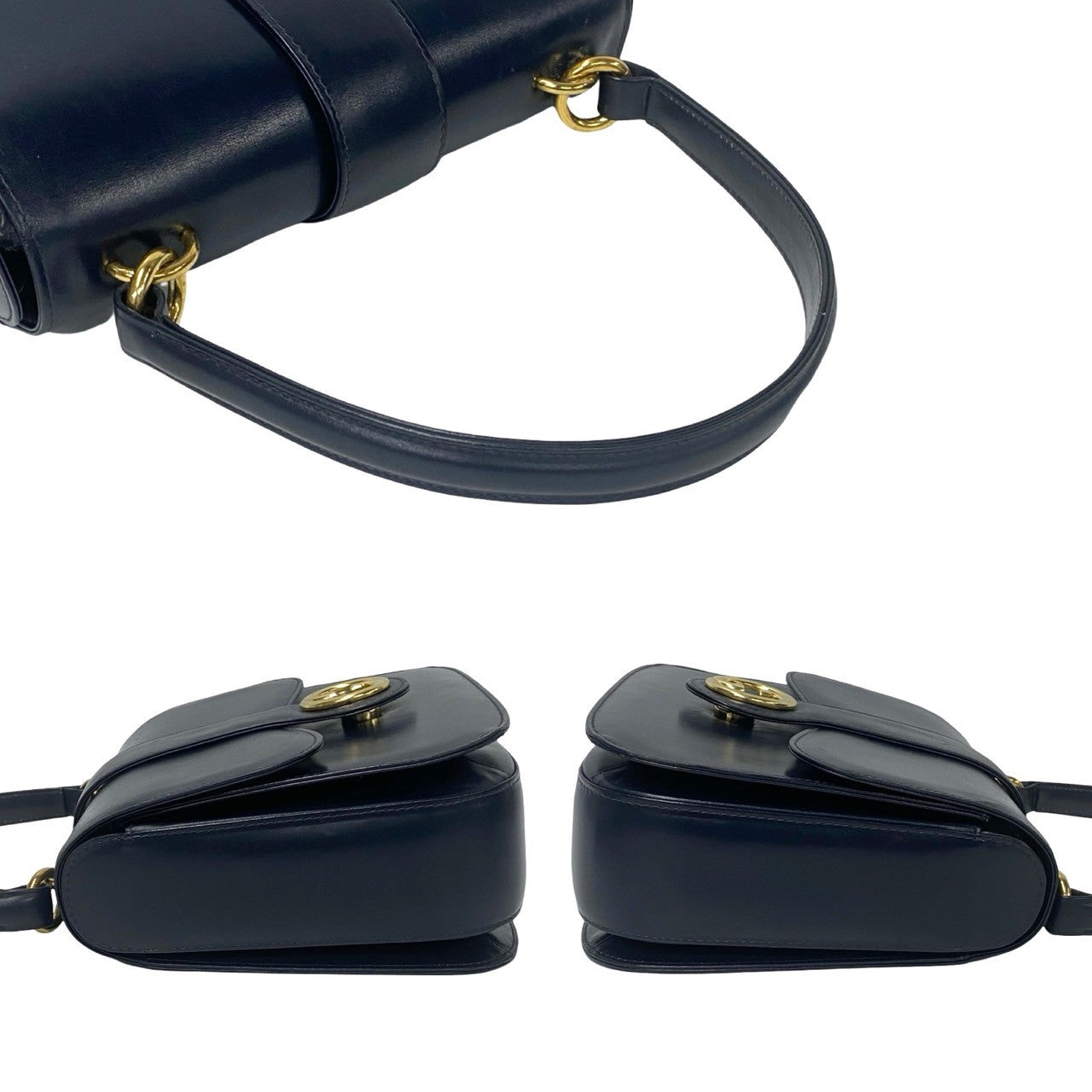 GUCCI Handbag Calfskin Navy Old Gucci