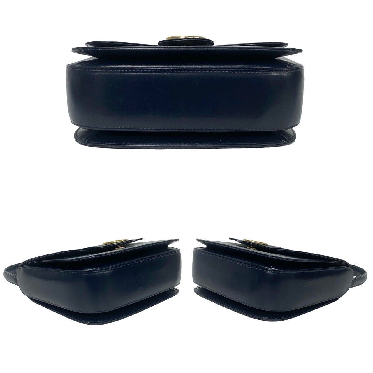 GUCCI Handbag Calfskin Navy Old Gucci
