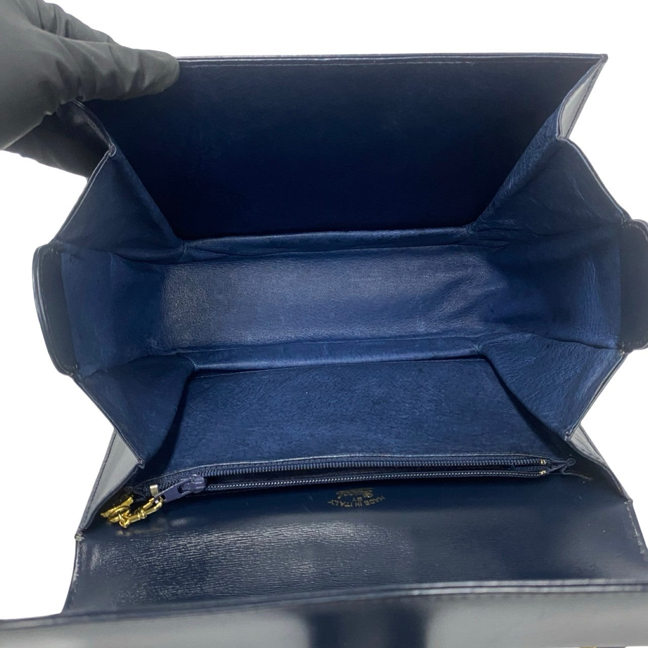 GUCCI Handbag Calfskin Navy Old Gucci