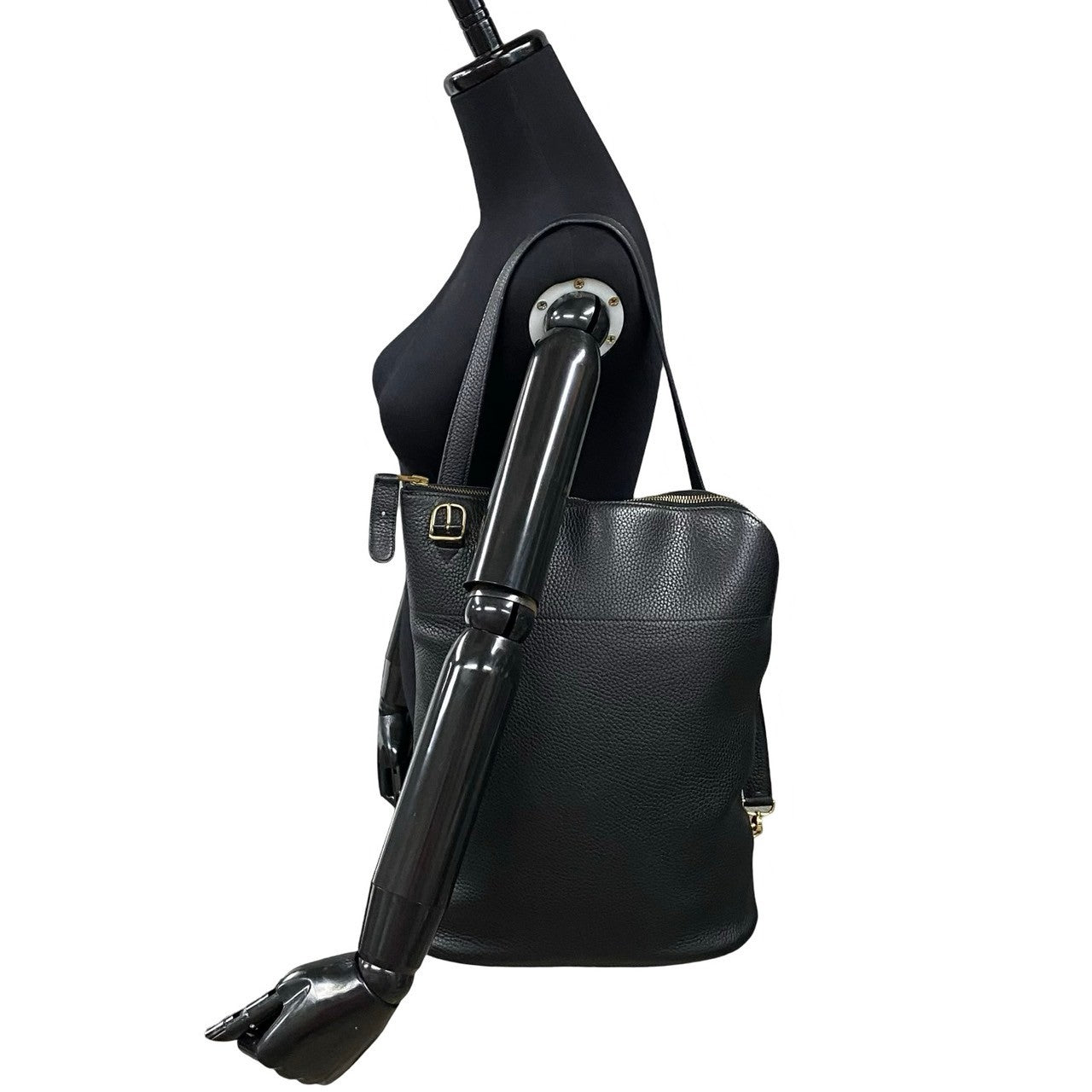 HERMES Shoulder Bag leather black Movie Fam