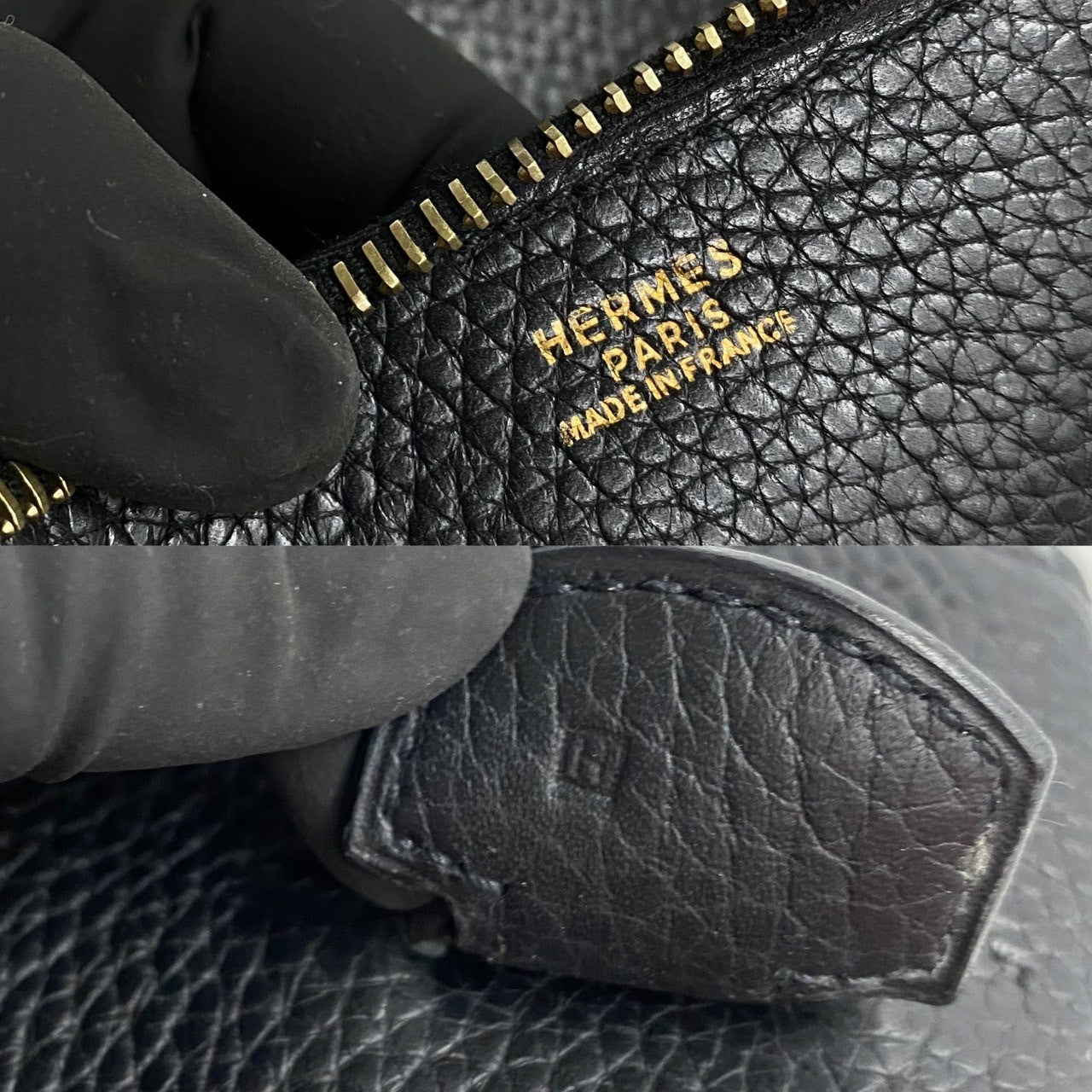 HERMES Shoulder Bag leather black Movie Fam