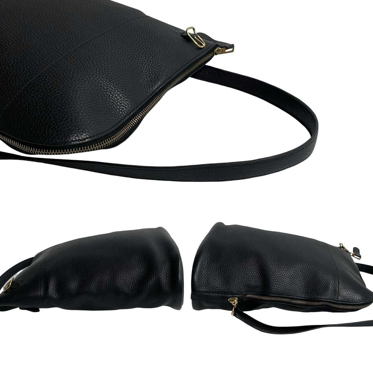 HERMES Shoulder Bag leather black Movie Fam