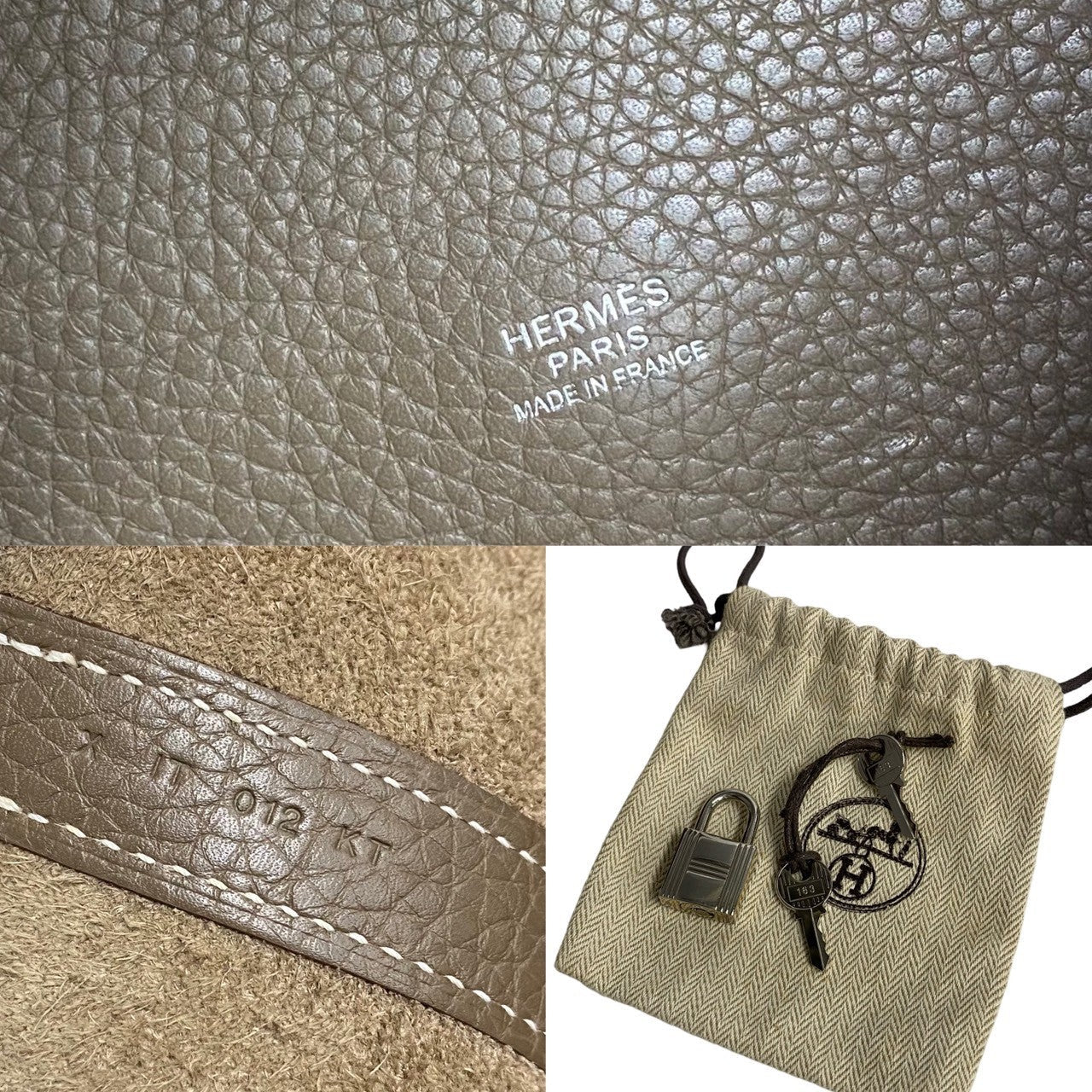 HERMES Handbag leather gray Picotan Lock GM