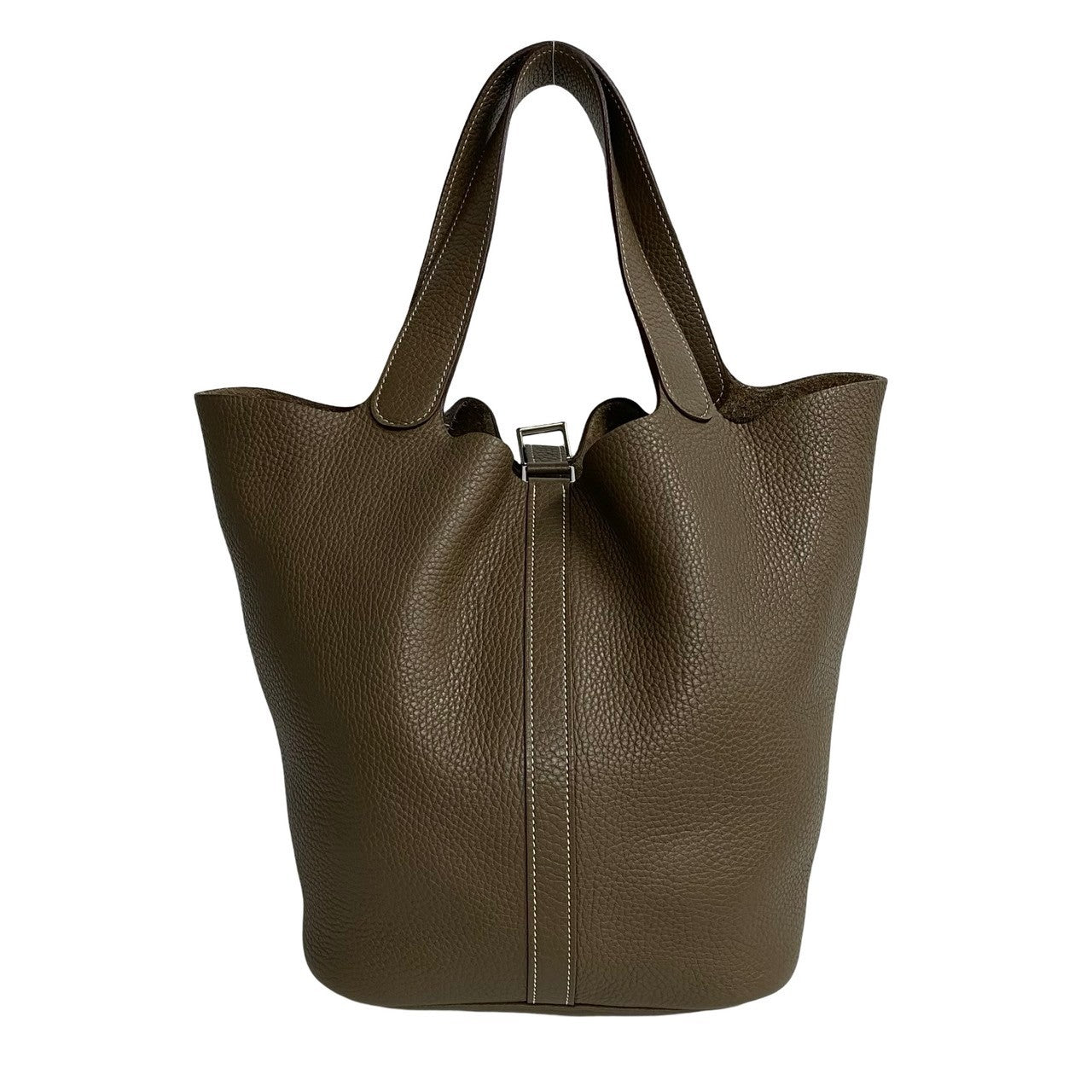 HERMES Handbag leather gray Picotan Lock GM
