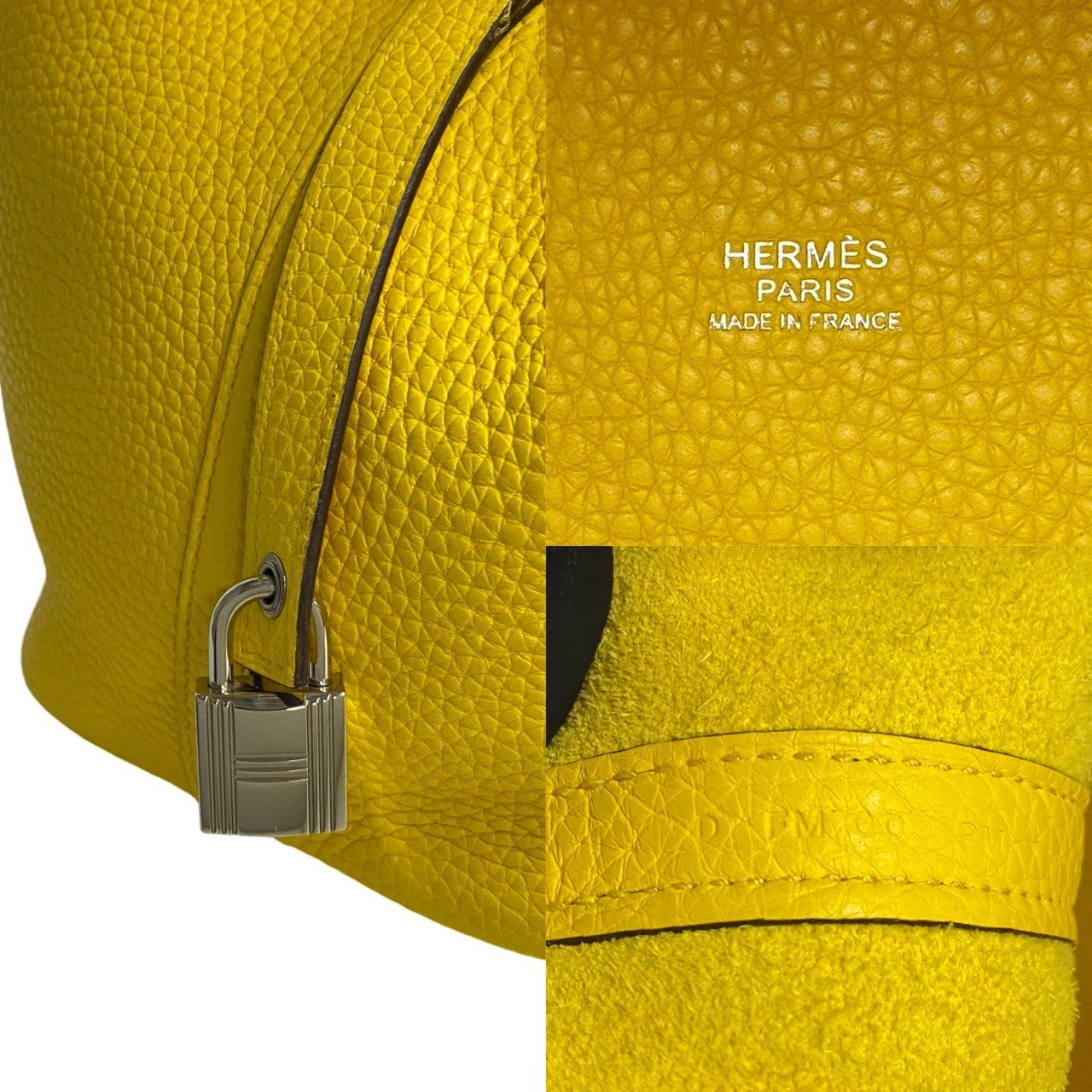 HERMES Handbag Taurillon Clemence yellow Picotan Lock PM