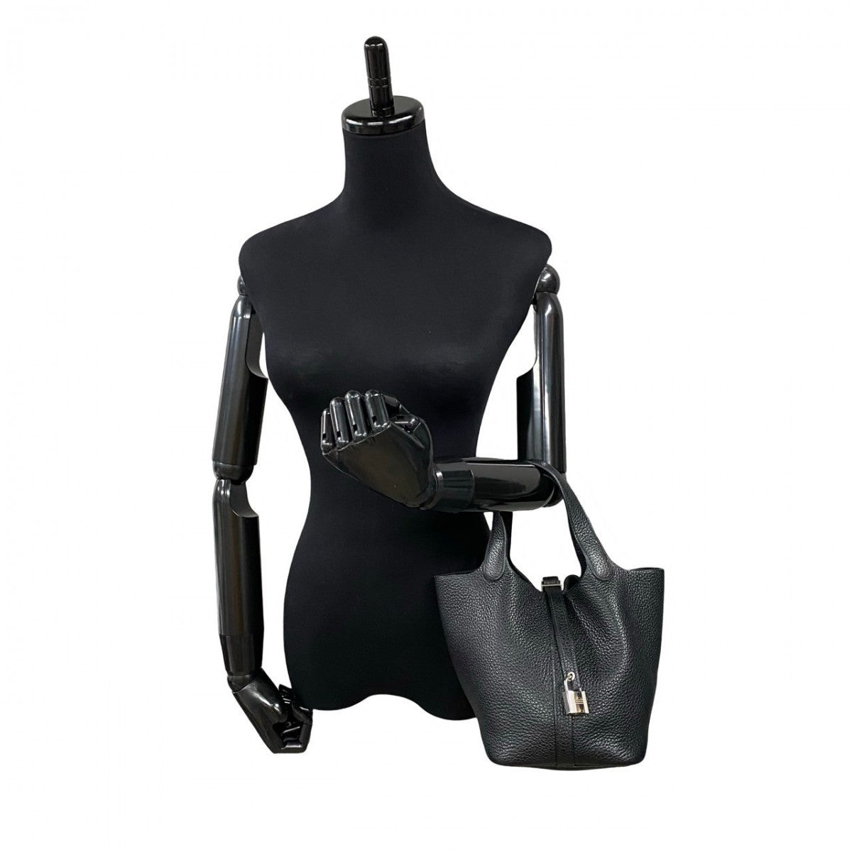 HERMES Handbag Taurillon Clemence black Picotan Lock PM