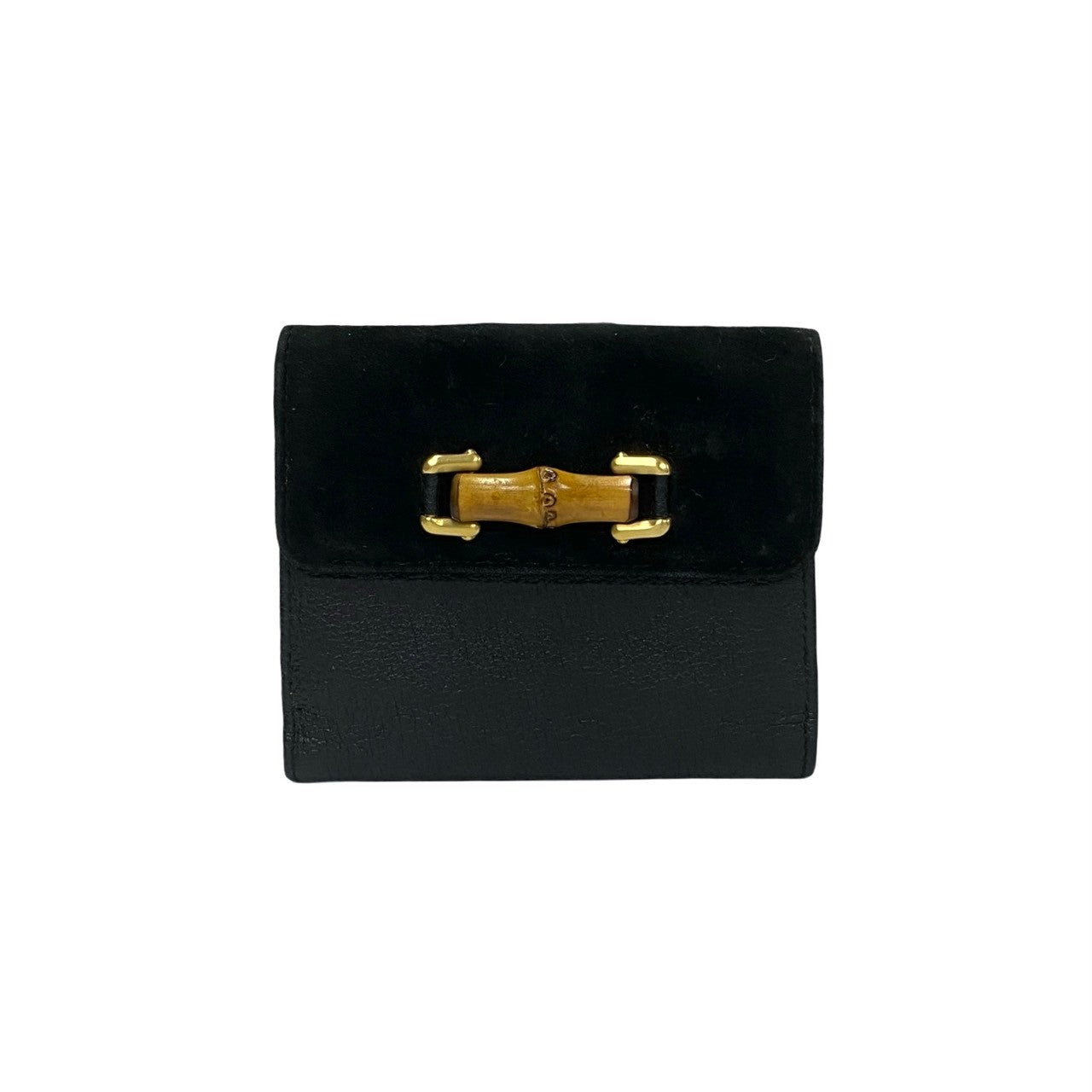 GUCCI Bifold Wallet leather black Bamboo