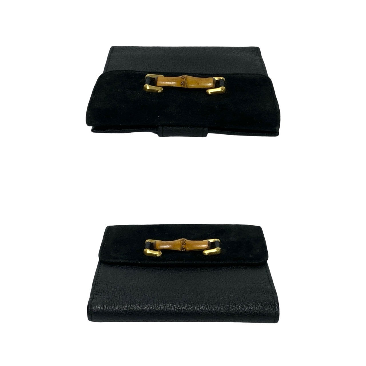 GUCCI Bifold Wallet leather black Bamboo