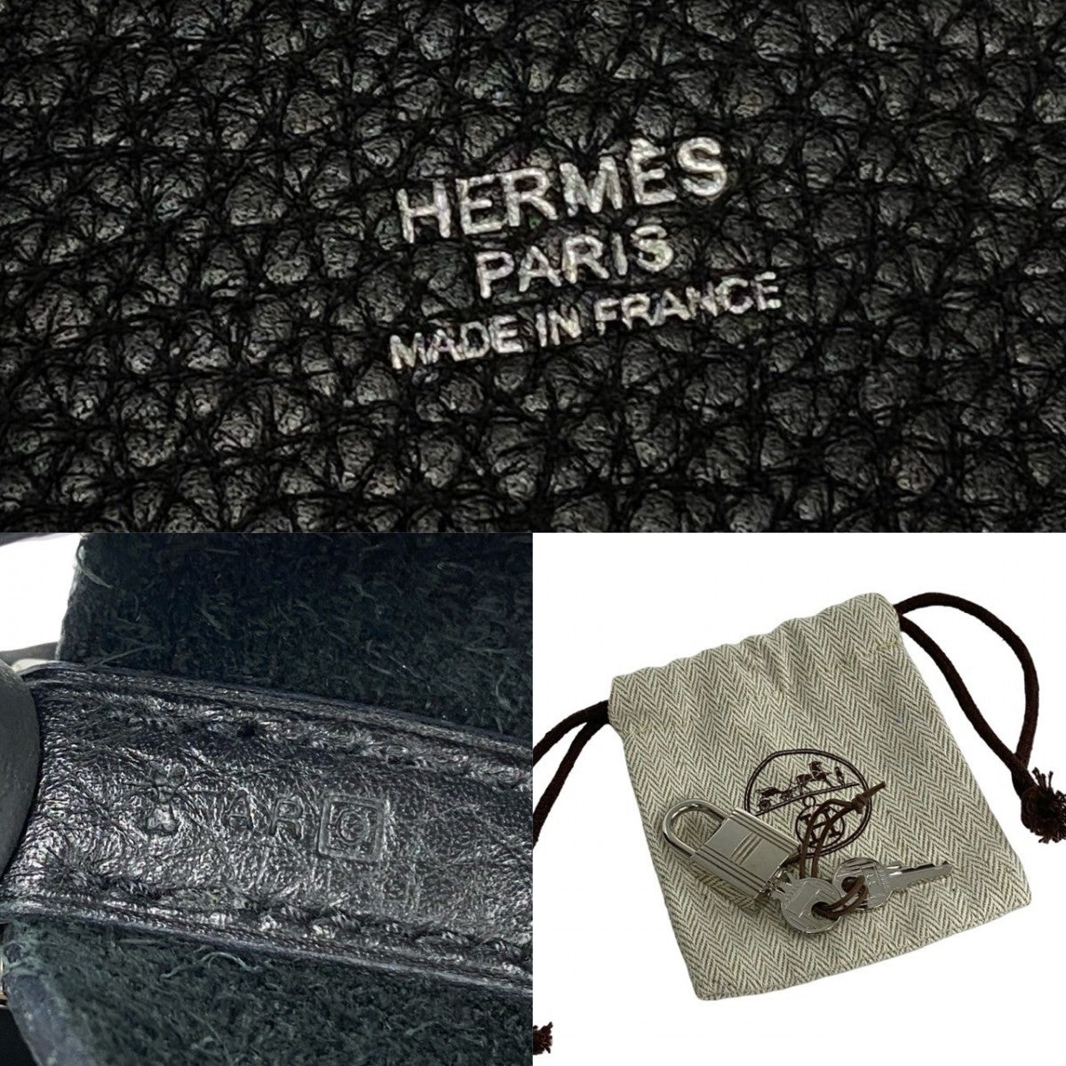 HERMES Handbag Taurillon Clemence black Picotan Lock MM