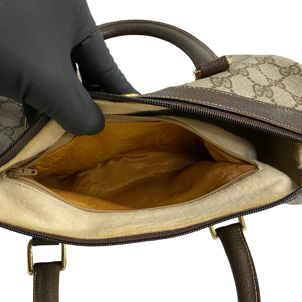GUCCI Boston Duffel bag leather Brown Sherry line