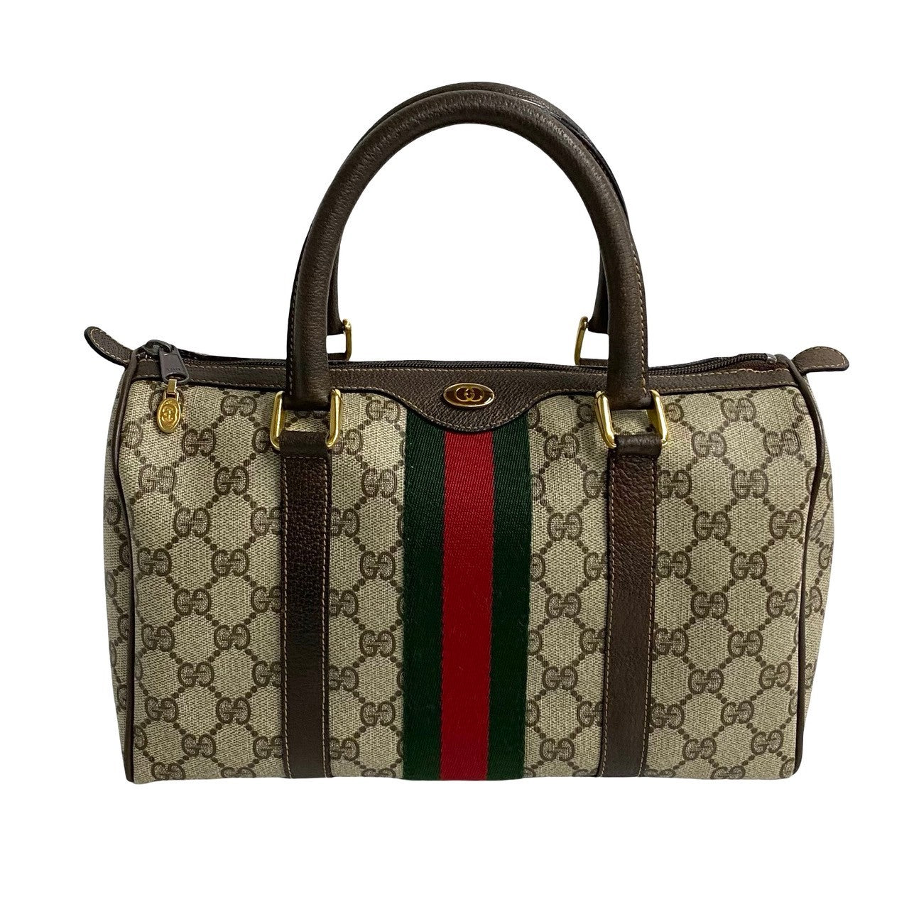 GUCCI Boston Duffel bag leather Brown Sherry line