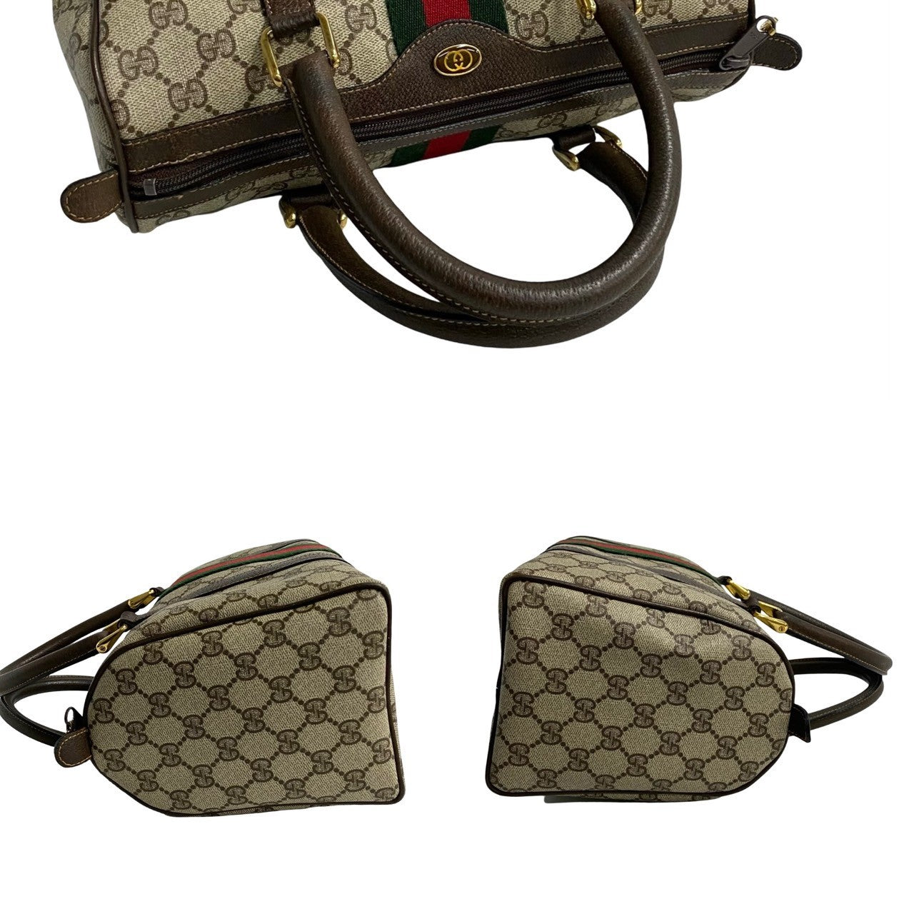 GUCCI Boston Duffel bag leather Brown Sherry line