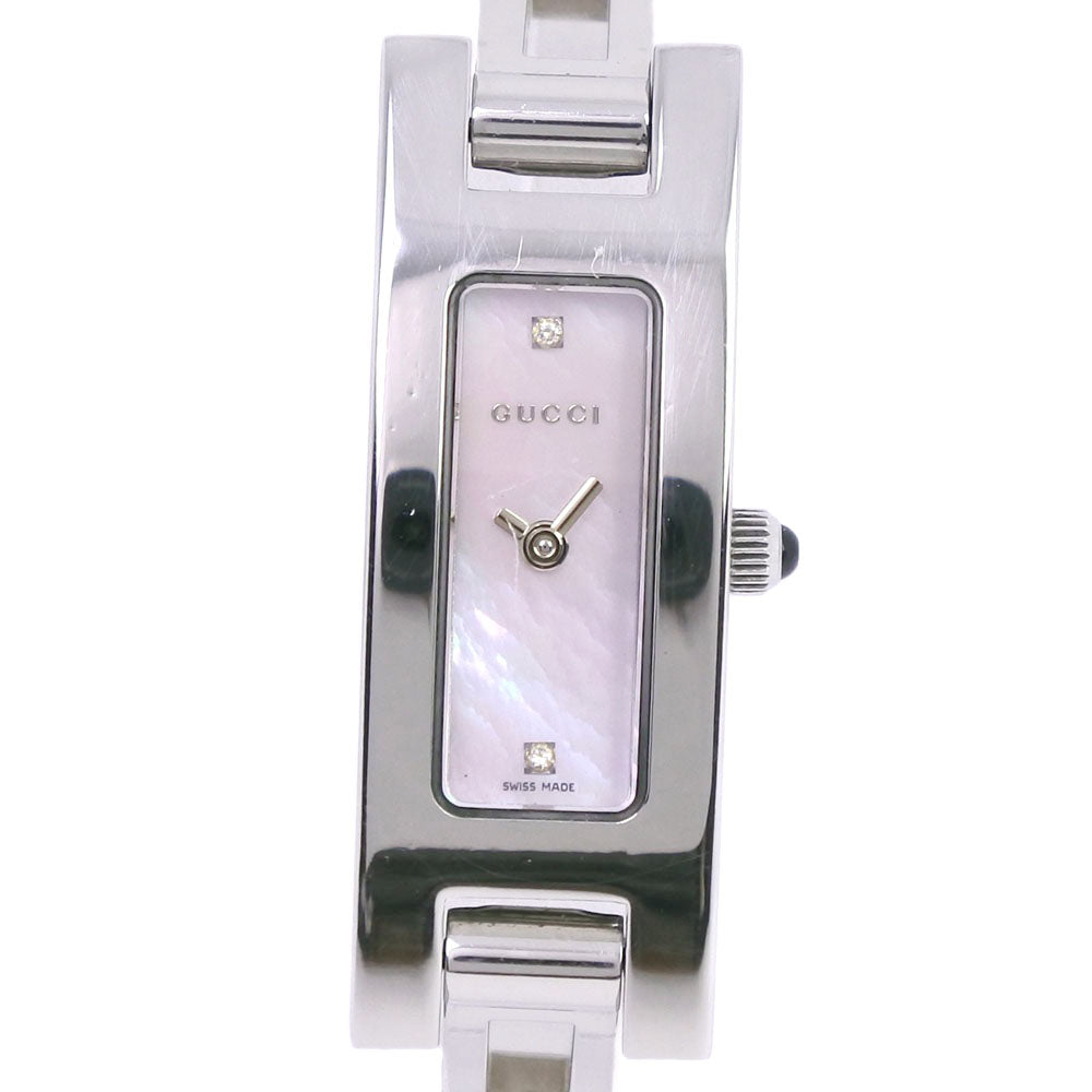 GUCCI Watches Quartz 3900L Stainless Steel Silver 2P diamond Pink shell dial Women Used