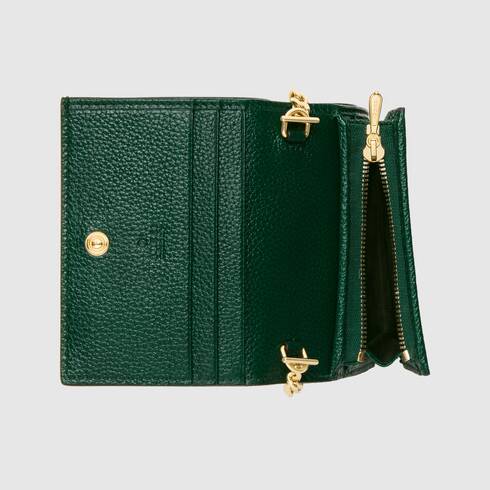Gucci Zumi Horse-bit Card Case on a Chain in Green