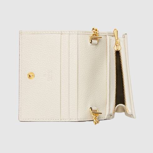 Gucci Zumi Horse-bit Card Case on a Chain in Mystic White
