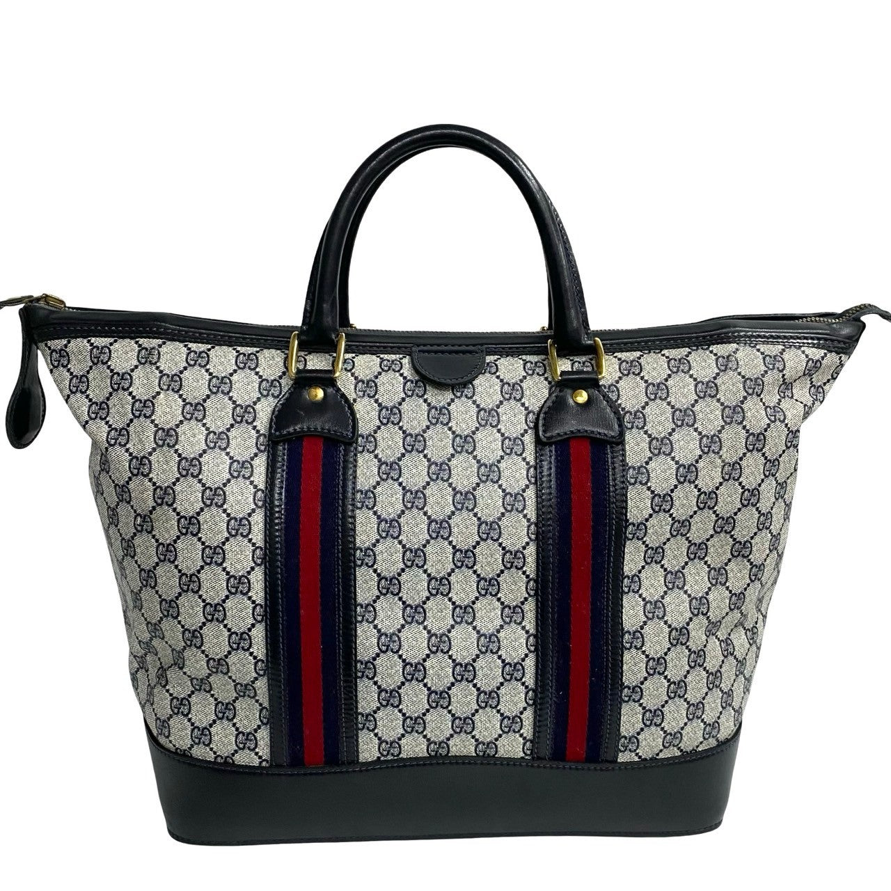 GUCCI Handbag leather Navy Sherry line