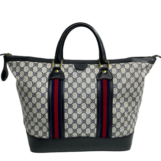 GUCCI Handbag leather Navy Sherry line