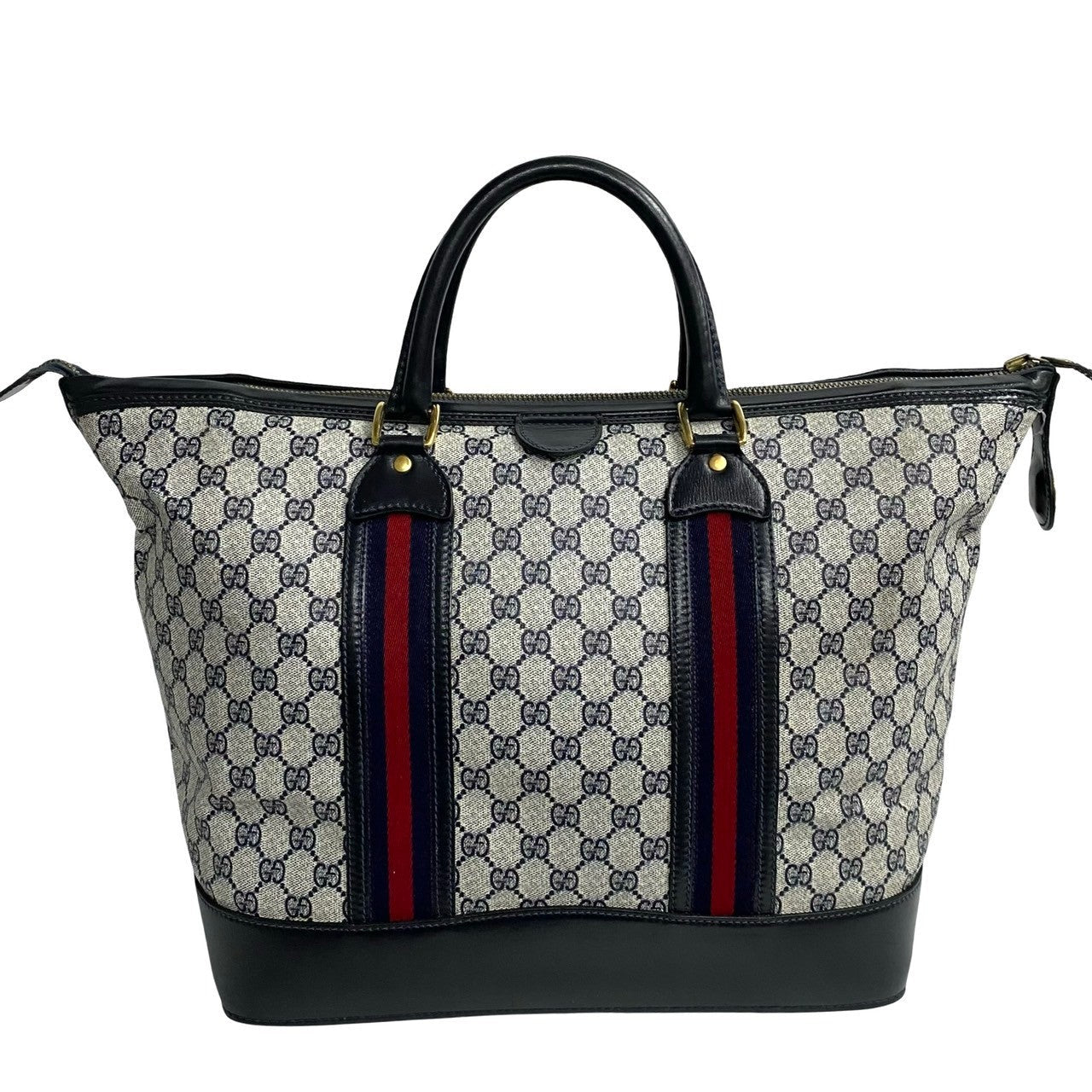 GUCCI Handbag leather Navy Sherry line