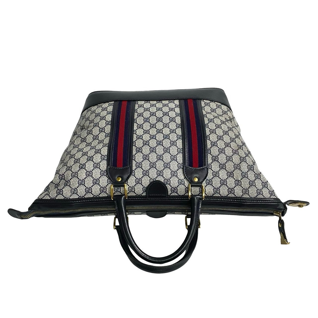 GUCCI Handbag leather Navy Sherry line