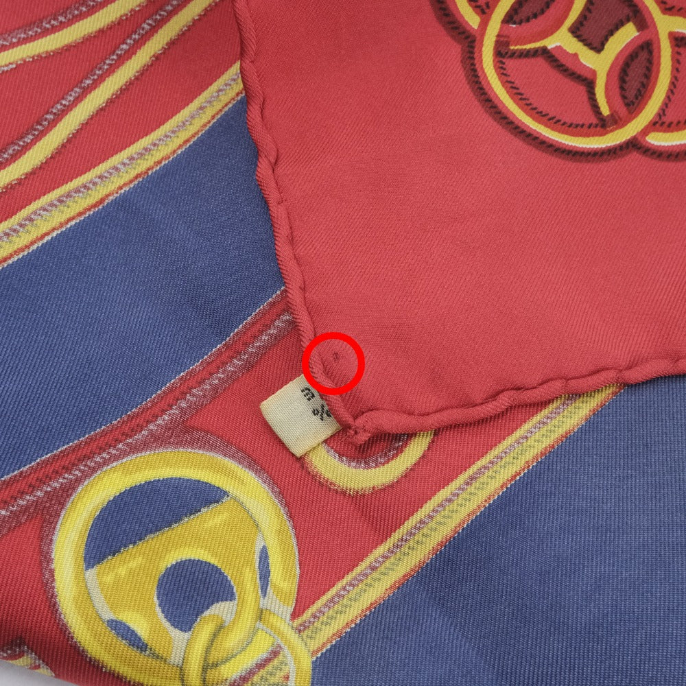 HERMES scarf silk Red and blue Carre90 Women Used