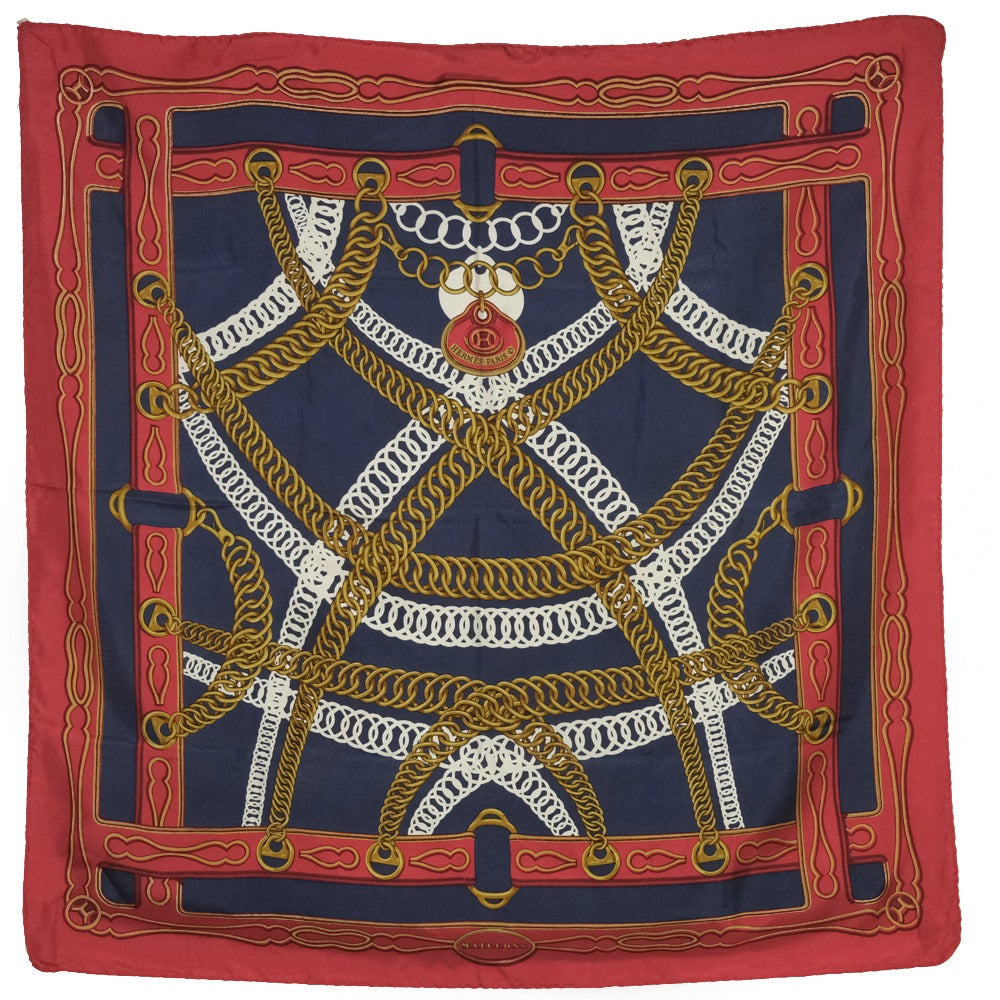 HERMES scarf silk Red and blue Carre90 Women Used