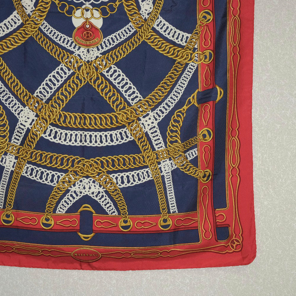 HERMES scarf silk Red and blue Carre90 Women Used