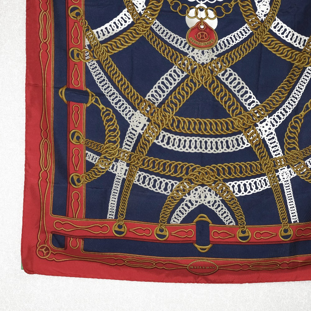 HERMES scarf silk Red and blue Carre90 Women Used