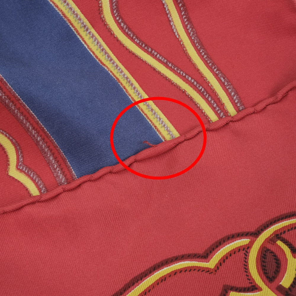 HERMES scarf silk Red and blue Carre90 Women Used
