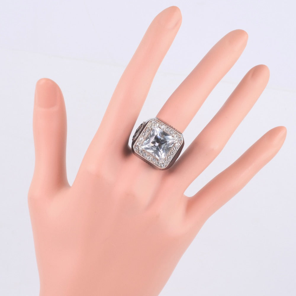 GUCCI Ring Silver925, Crystal black Clear stone Women No. 9 Used
