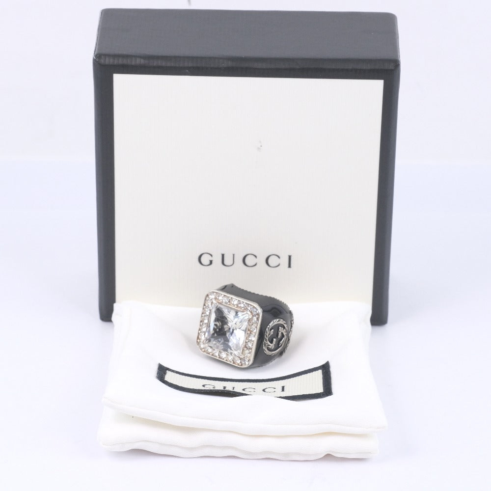 GUCCI Ring Silver925, Crystal black Clear stone Women No. 9 Used
