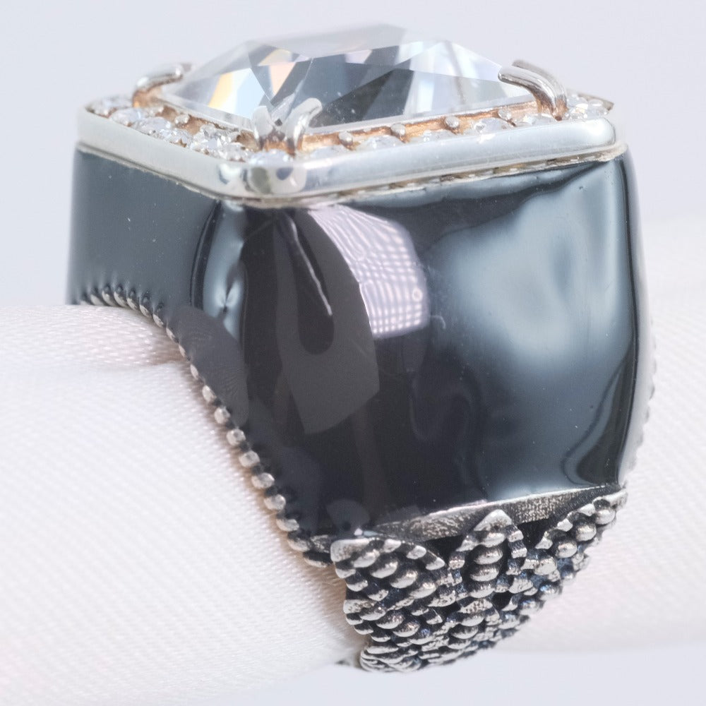 GUCCI Ring Silver925, Crystal black Clear stone Women No. 9 Used