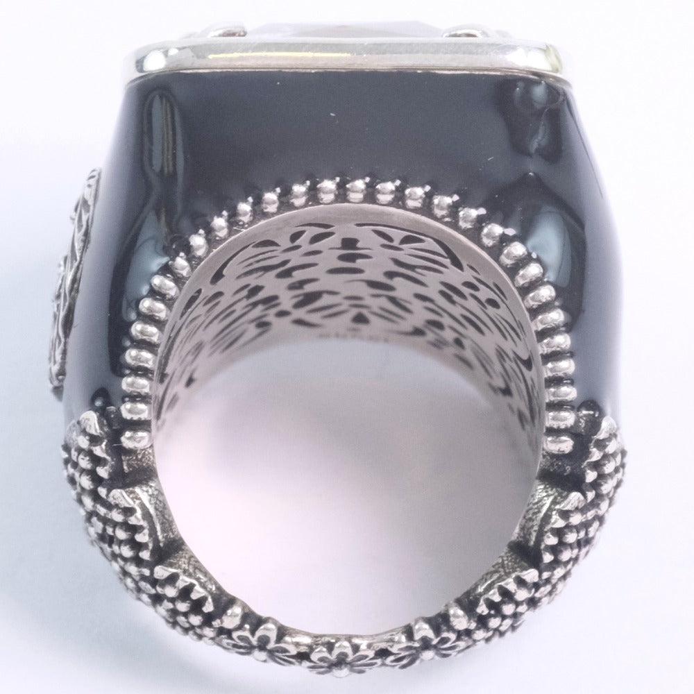 GUCCI Ring Silver925, Crystal black Clear stone Women No. 9 Used