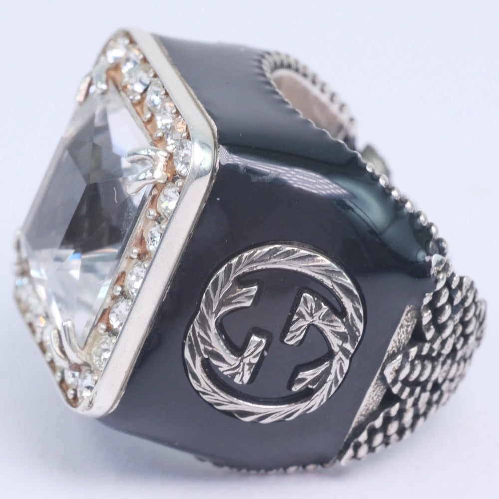 GUCCI Ring Silver925, Crystal black Clear stone Women No. 9 Used