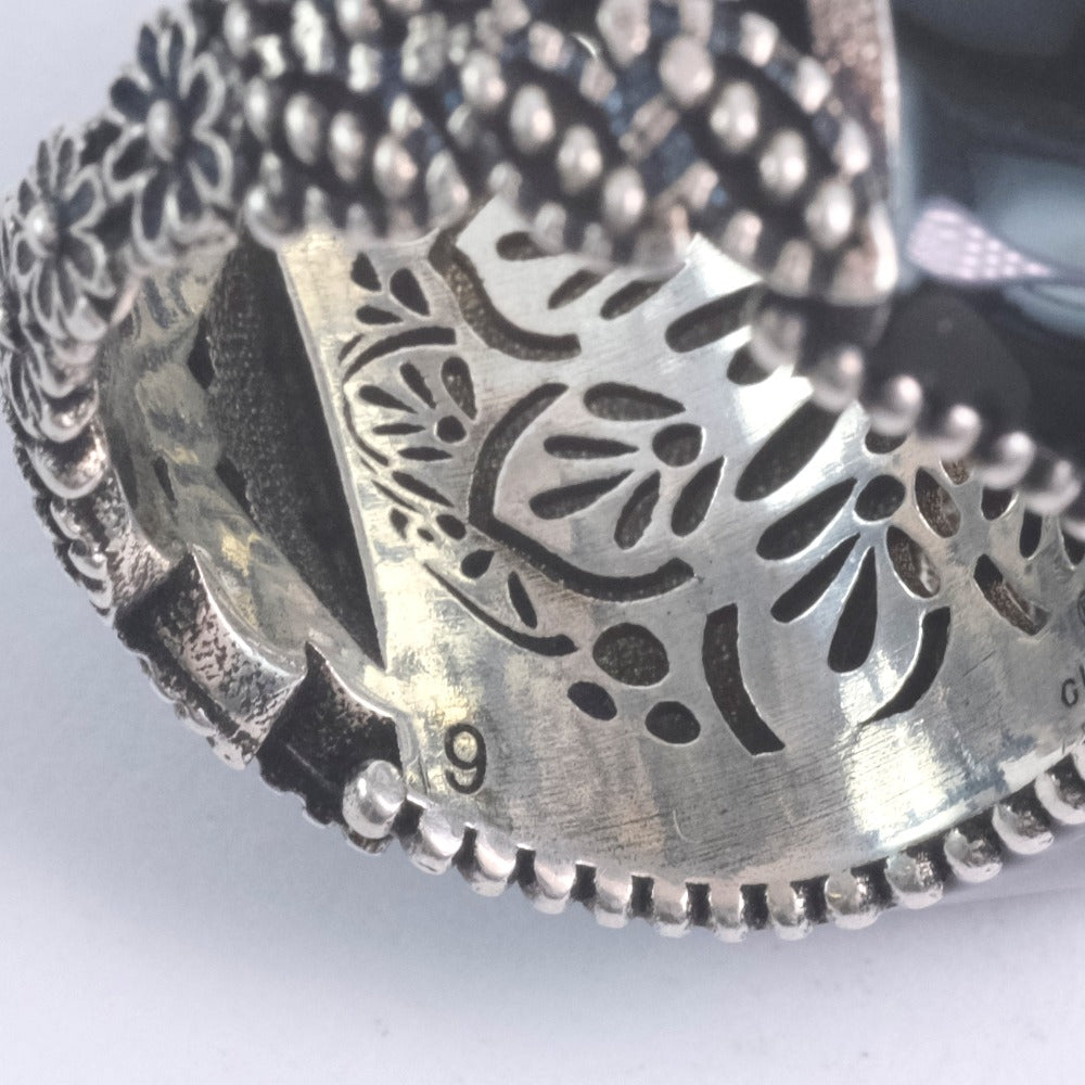 GUCCI Ring Silver925, Crystal black Clear stone Women No. 9 Used