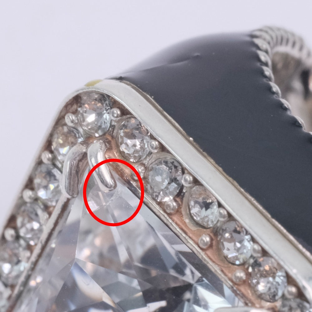 GUCCI Ring Silver925, Crystal black Clear stone Women No. 9 Used