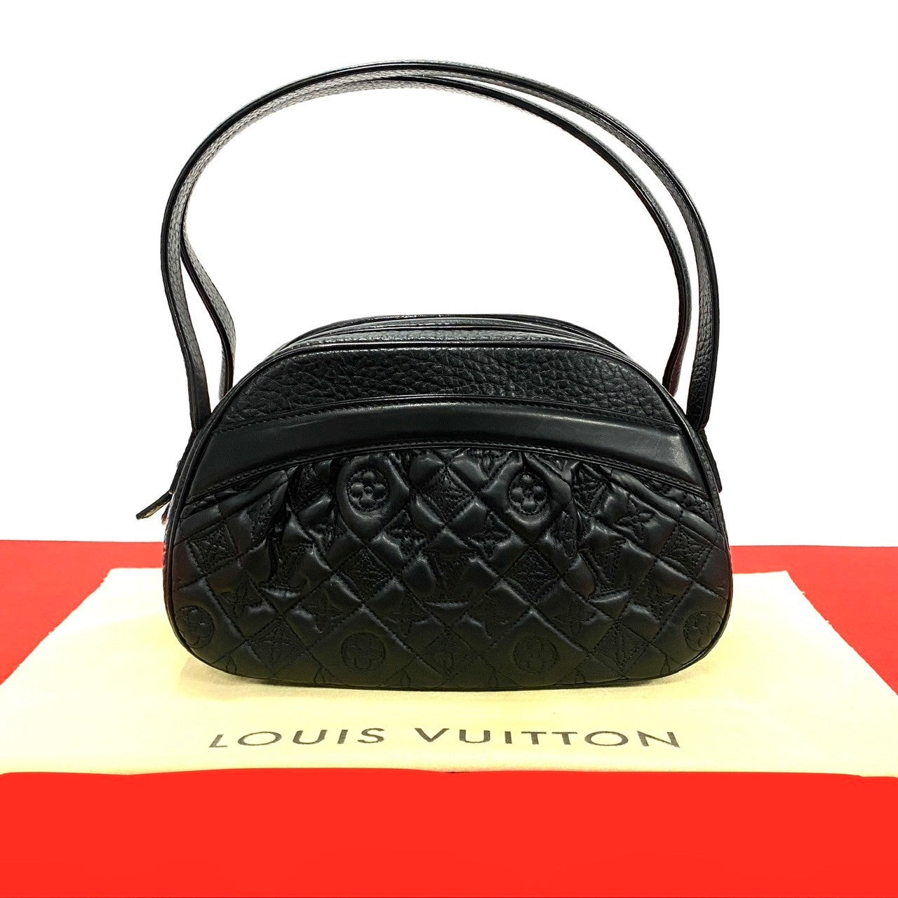 LOUIS VUITTON Handbag leather black Monogram Vienna Clara