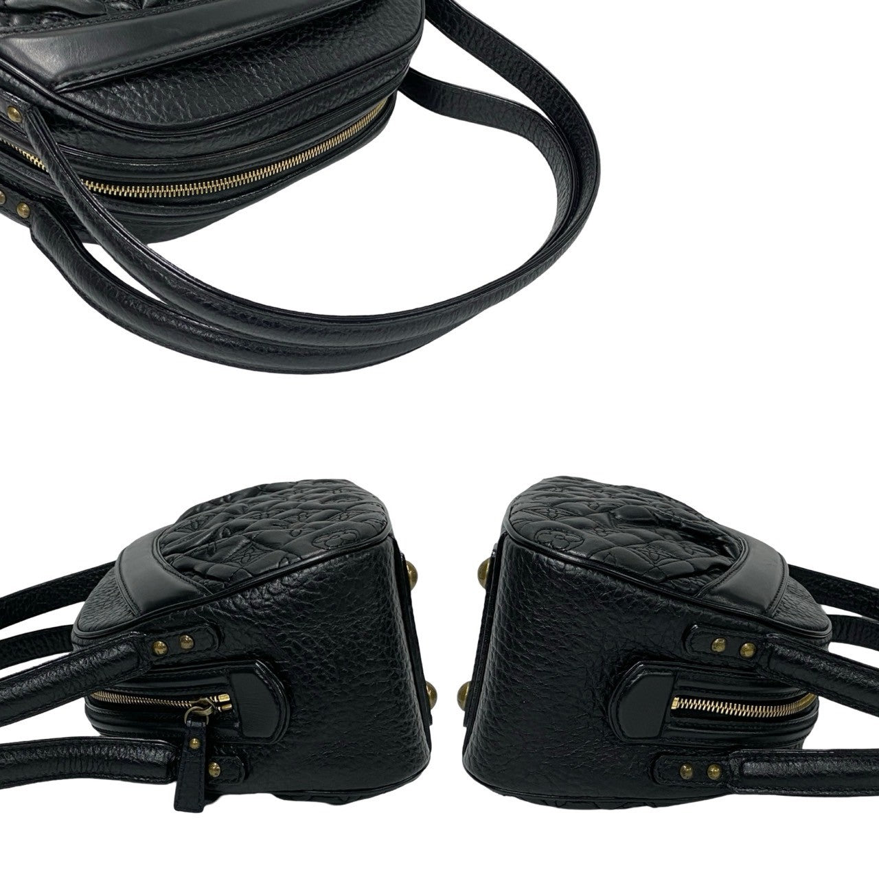 LOUIS VUITTON Handbag leather black Monogram Vienna Clara