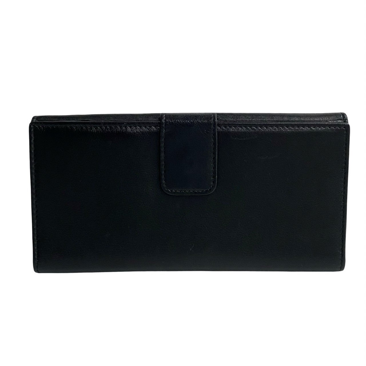 GUCCI Long Wallet Purse leather black Bamboo