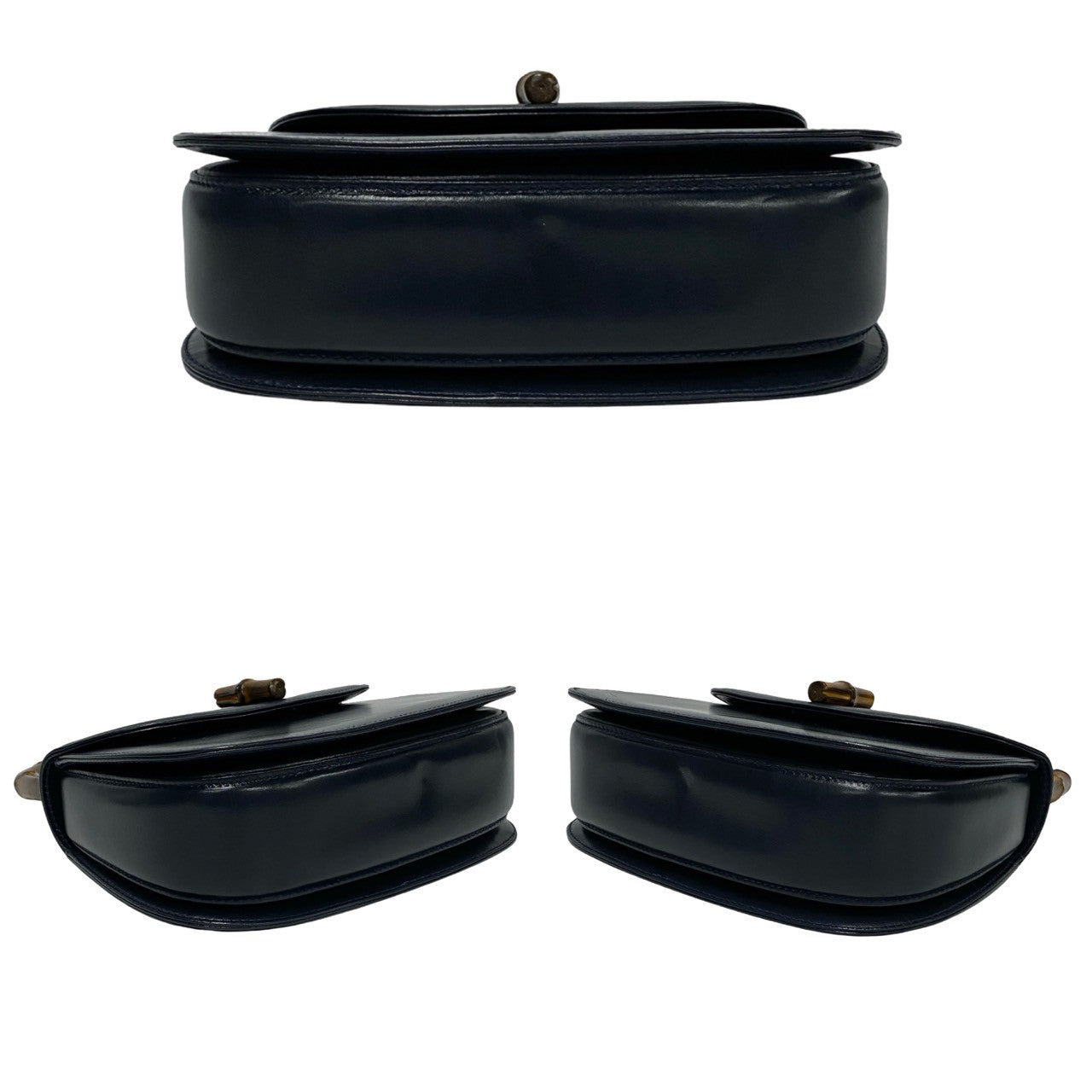GUCCI Handbag leather Navy Bamboo