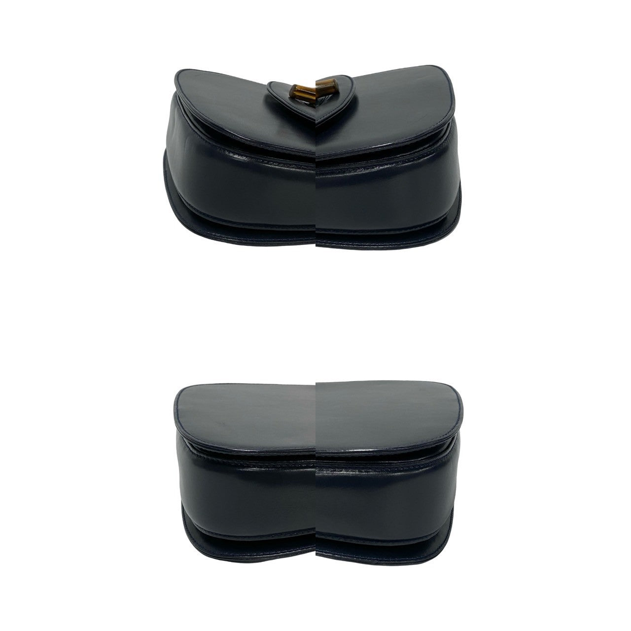 GUCCI Handbag leather Navy Bamboo