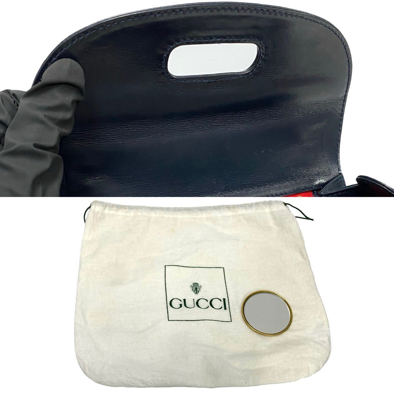 GUCCI Handbag leather Navy Bamboo