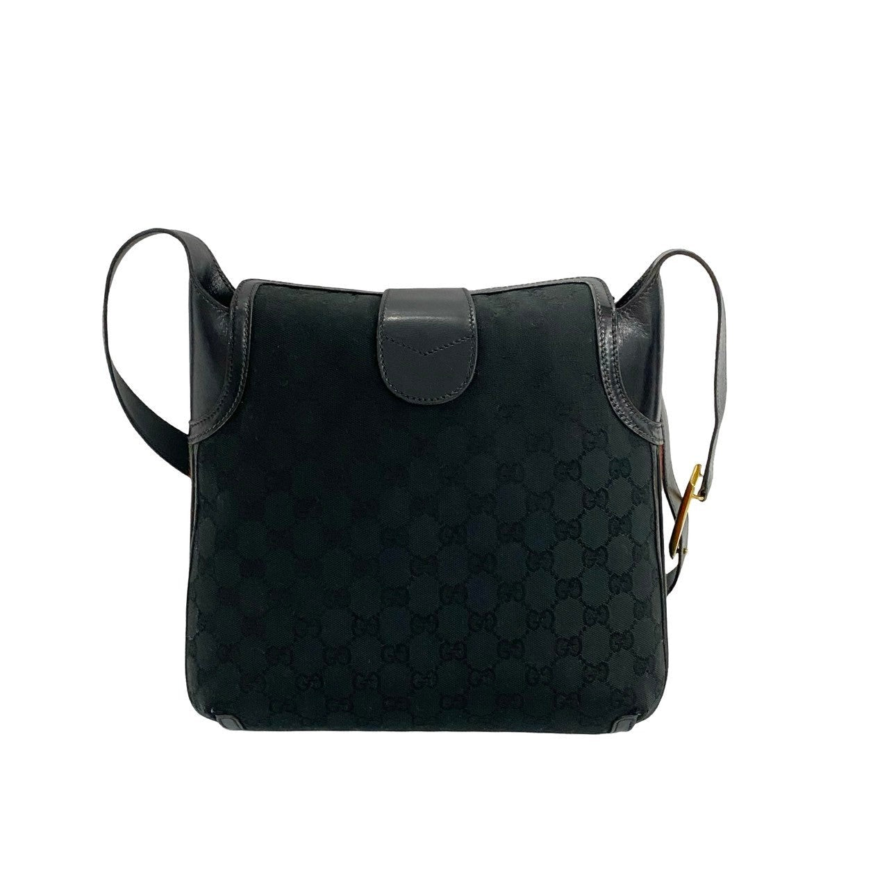 GUCCI Shoulder Bag leather black Sherry line Old Gucci