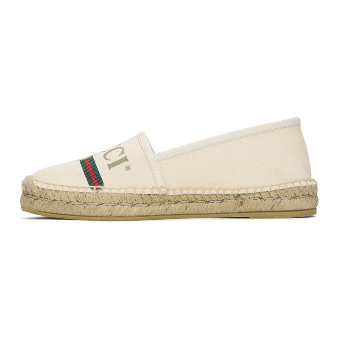 Gucci Printed Canvas Espadrille Flats in White
