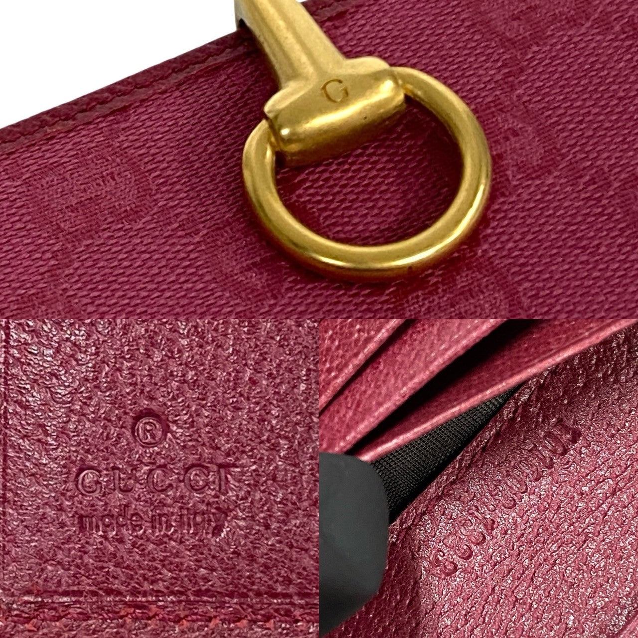 GUCCI Bifold Wallet leather pink