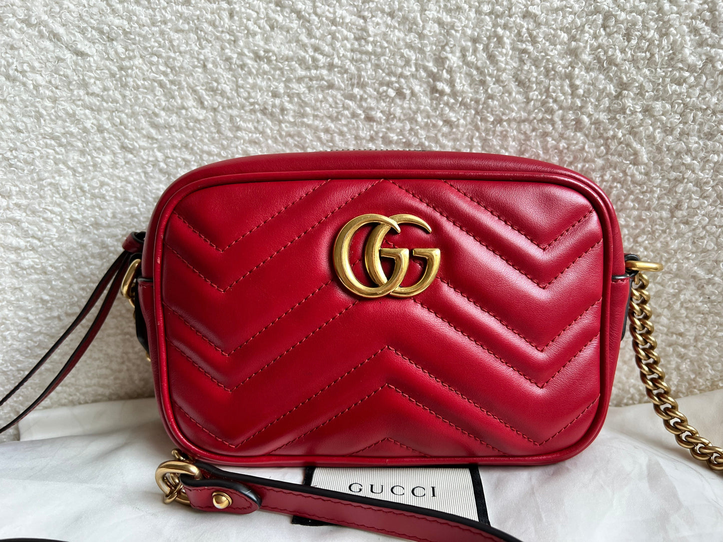 Gucci GG Hibiscus Red Marmont Mini Shoulder Bag (RRP £1220)