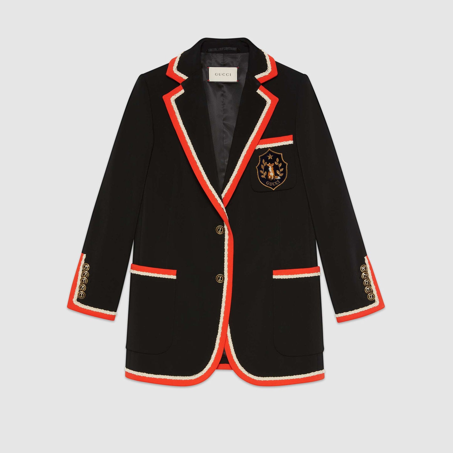 Gucci Viscose Jacket With Fox Crest In Black