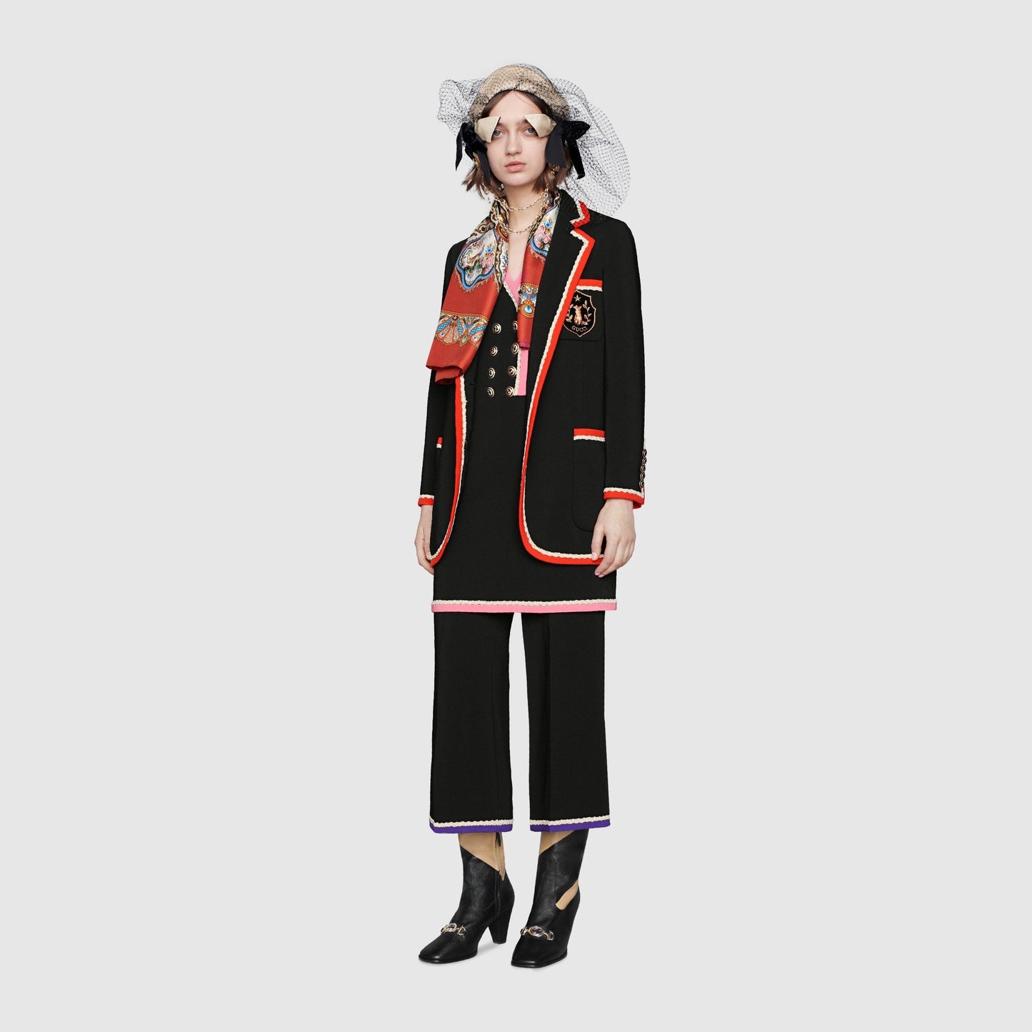 Gucci Viscose Jacket With Fox Crest In Black
