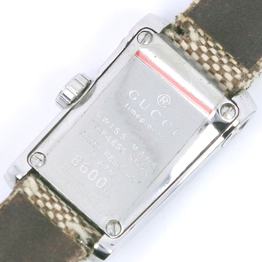GUCCI Watches Quartz 8600L Stainless Steel, GG Canvas white White dial Women Used